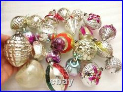 22 Vintage USSR Glass Russian Christmas Ornaments Xmas Tree Decorations Old Set