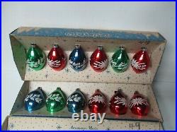 24 Vintage 1960's PARAGON Glass Xmas Ornaments in Orig Boxes Stencil Geometric