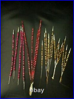 24 Vintage Christmas Mercury Glass Beaded Floral Picks Sprays Red Pink Gold Lot