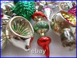 24 Vintage Russian USSR Silver Glass Christmas Ornaments Xmas Decoration Old Set
