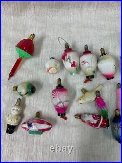 25 Vintage Figural Milk Glass Christmas Ornament Bulb Lot AS IS Santa Birds