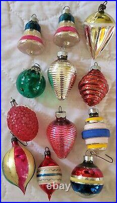 25 Vtg & Antique Figural Mercury Christmas Ornaments Cones, Fish, Feather Tree