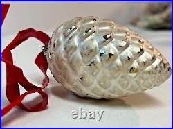 26 VTG Pinecone Mercury Glass Christmas Ornaments withribbons Japan