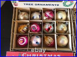 3 Boxes Poland Santa Land Mercury Glass Indent Teardrop Ball Xmas Ornaments Box