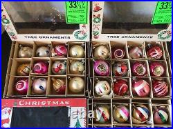 3 Boxes Poland Santa Land Mercury Glass Indent Teardrop Ball Xmas Ornaments Box