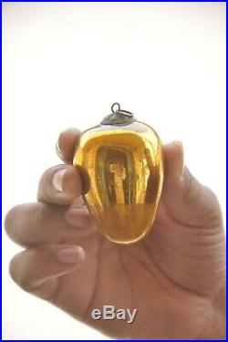 3 Pc Vintage 2.25 Egg/Oval Shape German Original Christmas Glass Kugels
