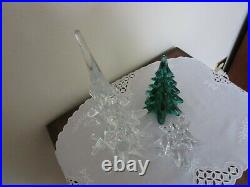 3 Vintage Crystal Christmas Trees Art Glass Figurines 2 Clear 1 Green Tuscany