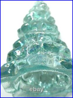 3 Vintage c. 1985-96 FENTON Art Glass 643 Iridescent Light Blue Christmas Tree