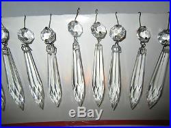 30 Icicle Xmas French Udrop Crystal Glass Prism lamp Chandelier Part vintage
