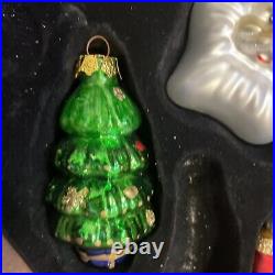 31 Vintage Hand Blown Glass Christmas Ornaments Set In Wooden Box Santa Tree etc