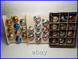 31 pc Vintage Shiny Brite Glass Christmas Tree Balls Mixed Ornaments, USA, etc