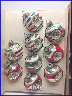 31 pc Vintage Shiny Brite Glass Christmas Tree Balls Mixed Ornaments, USA, etc