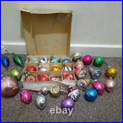 33 x Vintage Christmas Tree Baubles mercury glass 4 concave1950/60s