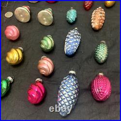 38 VINTAGE ASSORTED MERCURY GLASS CHRISTMAS ORNAMENTS -Small 1940's-50's