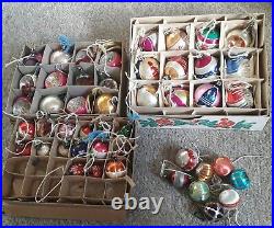 39 Vintage Glass Baubles Christmas Tree Concave Ornaments Decorations Boxed
