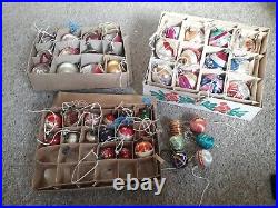 39 Vintage Glass Baubles Christmas Tree Concave Ornaments Decorations Boxed