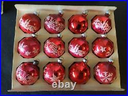 4 Boxes Vtg Shiny Brite Stencil Stripe Solid Mica Glitter Mercury Tree Ornament