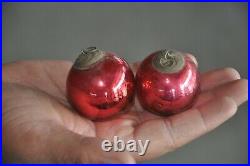 4 Pc Vintage 1.5'' Red Glass Original Kugel/Christmas Ornament, Germany