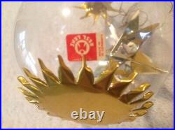 4 Vintage Resl Lenz West Germany Foil Spinner Glass Gold-gold Star Xmas Ornament