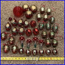 40 Vintage Double Indent Christmas Ornaments Mica Mercury Glass Glitter Mushroom