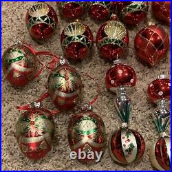 40 Vintage Double Indent Christmas Ornaments Mica Mercury Glass Glitter Mushroom