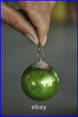 5 Pc Vintage 1.5'' Green Glass Original Heavy Kugel/Christmas Ornament, Germany