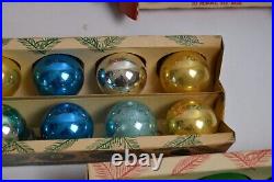 53 MCM Vintage Glass Kitschy Christmas Tree Ornament Lot Coby Solid +Boxes