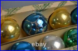 53 MCM Vintage Glass Kitschy Christmas Tree Ornament Lot Coby Solid +Boxes