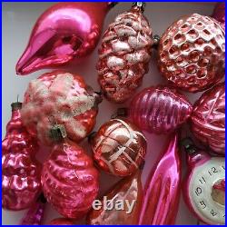 54 pink old vintage Xmas tree decoration Russian glass Christmas ornament USSR