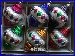 6 Czech blown glass vintage style Christmas tree ornaments decorations 4