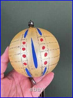6 VTG Poland Mica Hand Painted Jumbo Mercury Glass Ball Christmas Ornaments 3.5