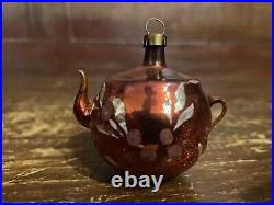 6 Vintage Mercury Glass Teapot Christmas Tree Ornaments