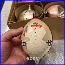 6 Vtg Jumbo Mercury Glass Mica Fantasia Variety Christmas Ornaments Poland #4