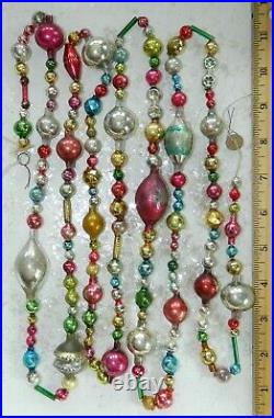 7 FT 100% Vintage Mercury Glass Christmas Garland Big Beads Antique Feather Tree