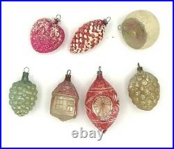 7 Very OLD Vintage Antique Glass Christmas Tree Ornaments Fragile German 1010