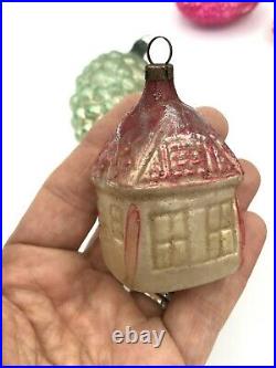 7 Very OLD Vintage Antique Glass Christmas Tree Ornaments Fragile German 1010