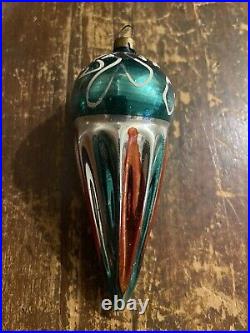 7 Vintage Hand Blown Glass Spinning Top Tear Drop Christmas Tree Ornaments
