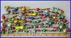 8 1/2 FT 100% Vintage Mercury Glass Christmas Garland Big Beads Antique