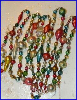 8 FEET 100% Vintage Mercury Glass Bead Christmas Garland Big Beads! Antique
