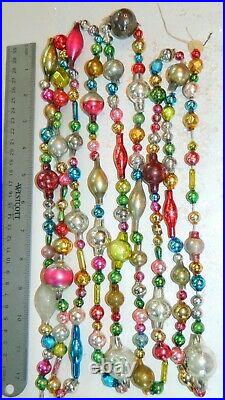 9+ FEET 100% Vintage Mercury Glass Bead Christmas Garland BIG Beads