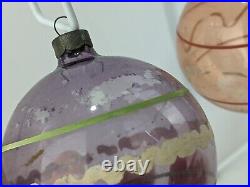 9 VTG WWII War Era 3 Unsilvered Stencil Glass Ornaments Marks Bro box Stars HTF