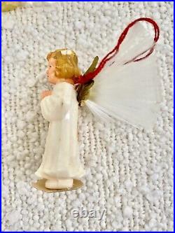 9 Vintage Hard Plastic ANGEL Spun CLOUD Glass Wing Christmas Ornaments Germany