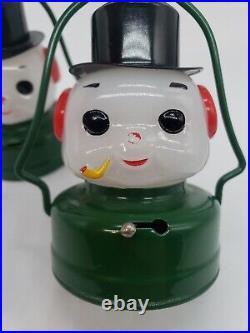 Amico Snowman Glass Lantern Vintage Frosty Snowman Double Sided Set of 2 Works