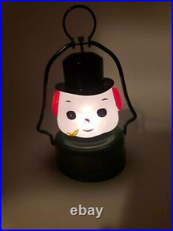 Amico Snowman Glass Lantern Vintage Frosty Snowman Double Sided Set of 2 Works