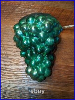 Antique 1-Green and 1- Blue Grape Clusters Glass Kugel Christmas Ornaments 5