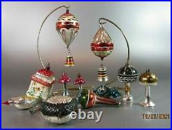 Antique 12 Christmas Tree Ornaments Mercury Glass Feather Germany USA 50's 60's