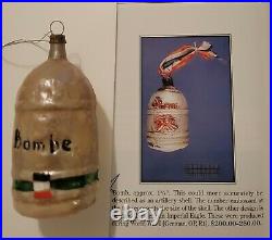 Antique 1920s German Blown Glass Double Sided WW I Bomb / Bombe Figural Ornament