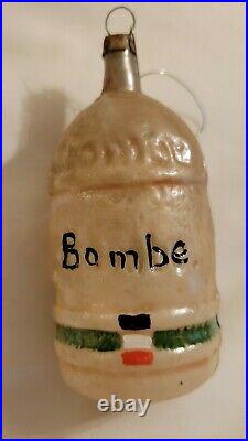 Antique 1920s German Blown Glass Double Sided WW I Bomb / Bombe Figural Ornament