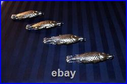 Antique 1920s. Large blown GLASS Christmas tree ornaments. FISH, 5.5