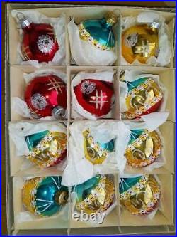 Antique 1960s lot (12) Glass Christmas Ornaments GERMANY